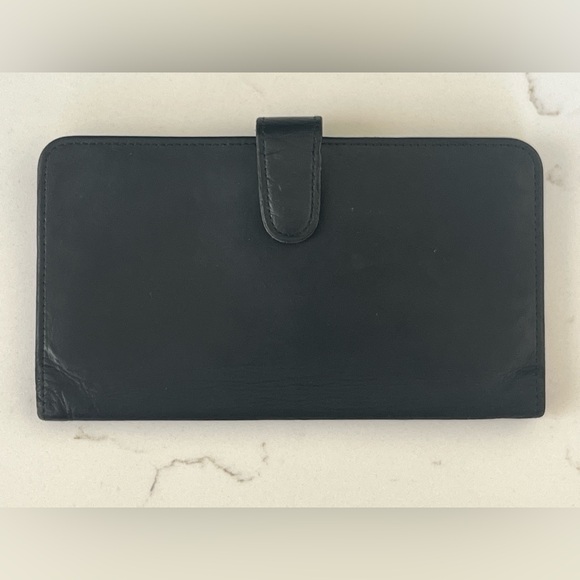 Vintage COACH Black Leather Slim Wallet / Checkbook Holder - Picture 1 of 6